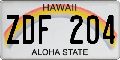 HI license plate ZDF204