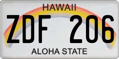 HI license plate ZDF206