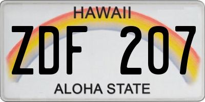 HI license plate ZDF207