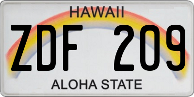 HI license plate ZDF209