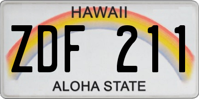 HI license plate ZDF211