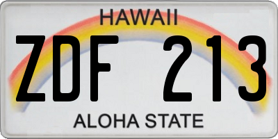 HI license plate ZDF213