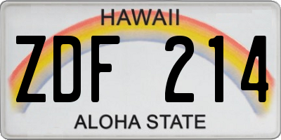 HI license plate ZDF214