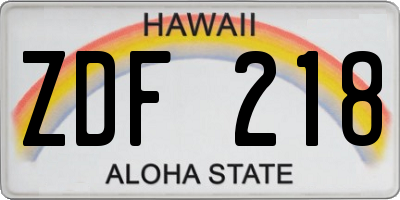 HI license plate ZDF218