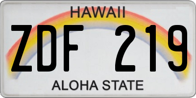 HI license plate ZDF219