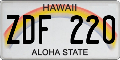 HI license plate ZDF220