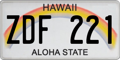 HI license plate ZDF221