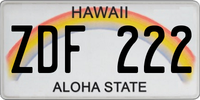 HI license plate ZDF222