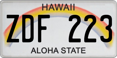 HI license plate ZDF223