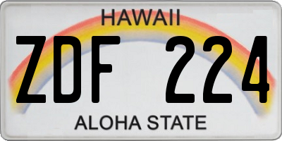 HI license plate ZDF224
