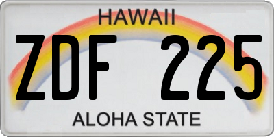 HI license plate ZDF225