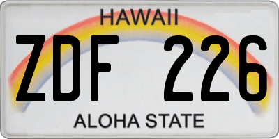 HI license plate ZDF226