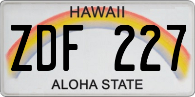 HI license plate ZDF227