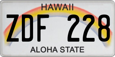 HI license plate ZDF228