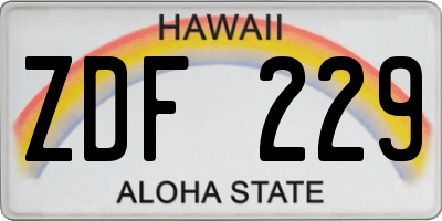 HI license plate ZDF229