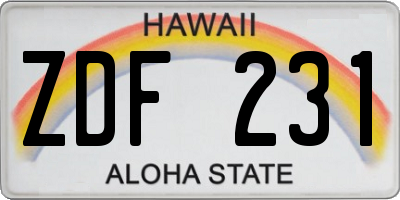 HI license plate ZDF231