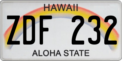 HI license plate ZDF232