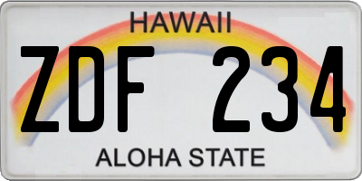 HI license plate ZDF234