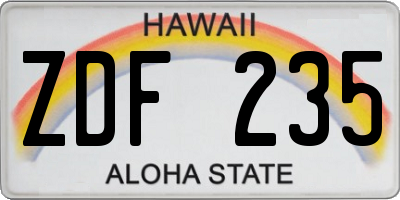 HI license plate ZDF235