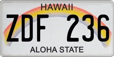 HI license plate ZDF236