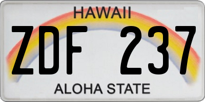 HI license plate ZDF237