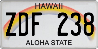 HI license plate ZDF238