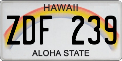 HI license plate ZDF239