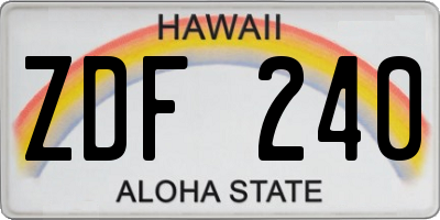 HI license plate ZDF240