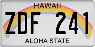 HI license plate ZDF241