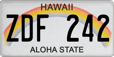 HI license plate ZDF242