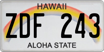 HI license plate ZDF243
