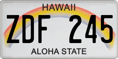 HI license plate ZDF245