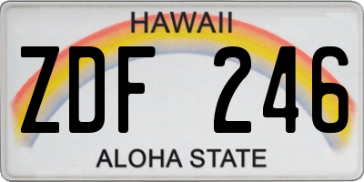 HI license plate ZDF246