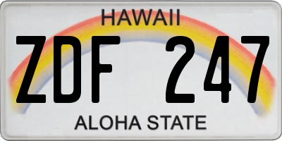 HI license plate ZDF247