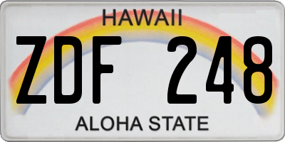 HI license plate ZDF248