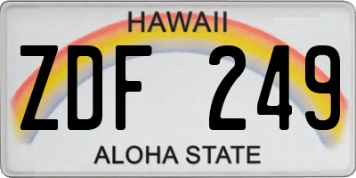 HI license plate ZDF249