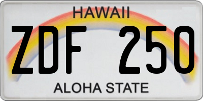 HI license plate ZDF250