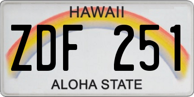 HI license plate ZDF251