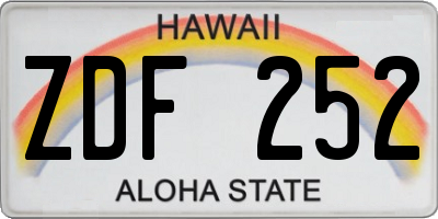 HI license plate ZDF252
