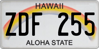 HI license plate ZDF255
