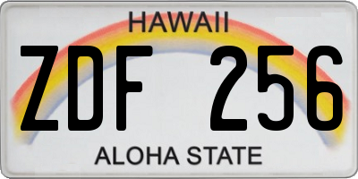 HI license plate ZDF256