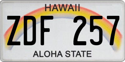 HI license plate ZDF257