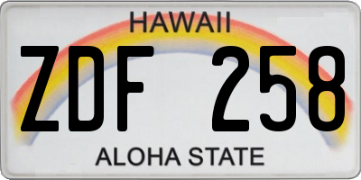 HI license plate ZDF258