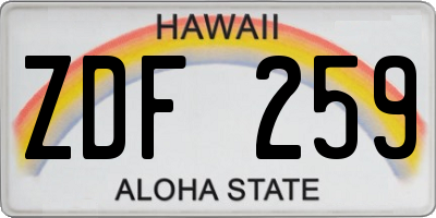 HI license plate ZDF259