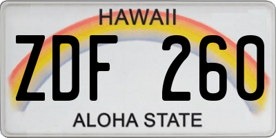 HI license plate ZDF260