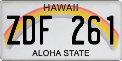HI license plate ZDF261