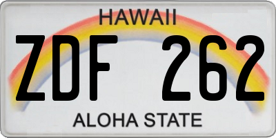 HI license plate ZDF262