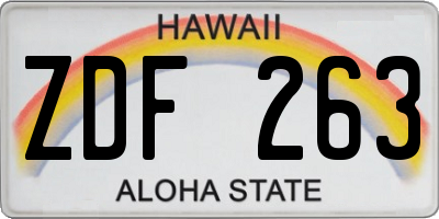 HI license plate ZDF263