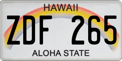 HI license plate ZDF265