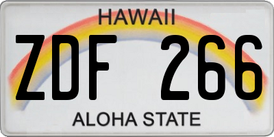 HI license plate ZDF266